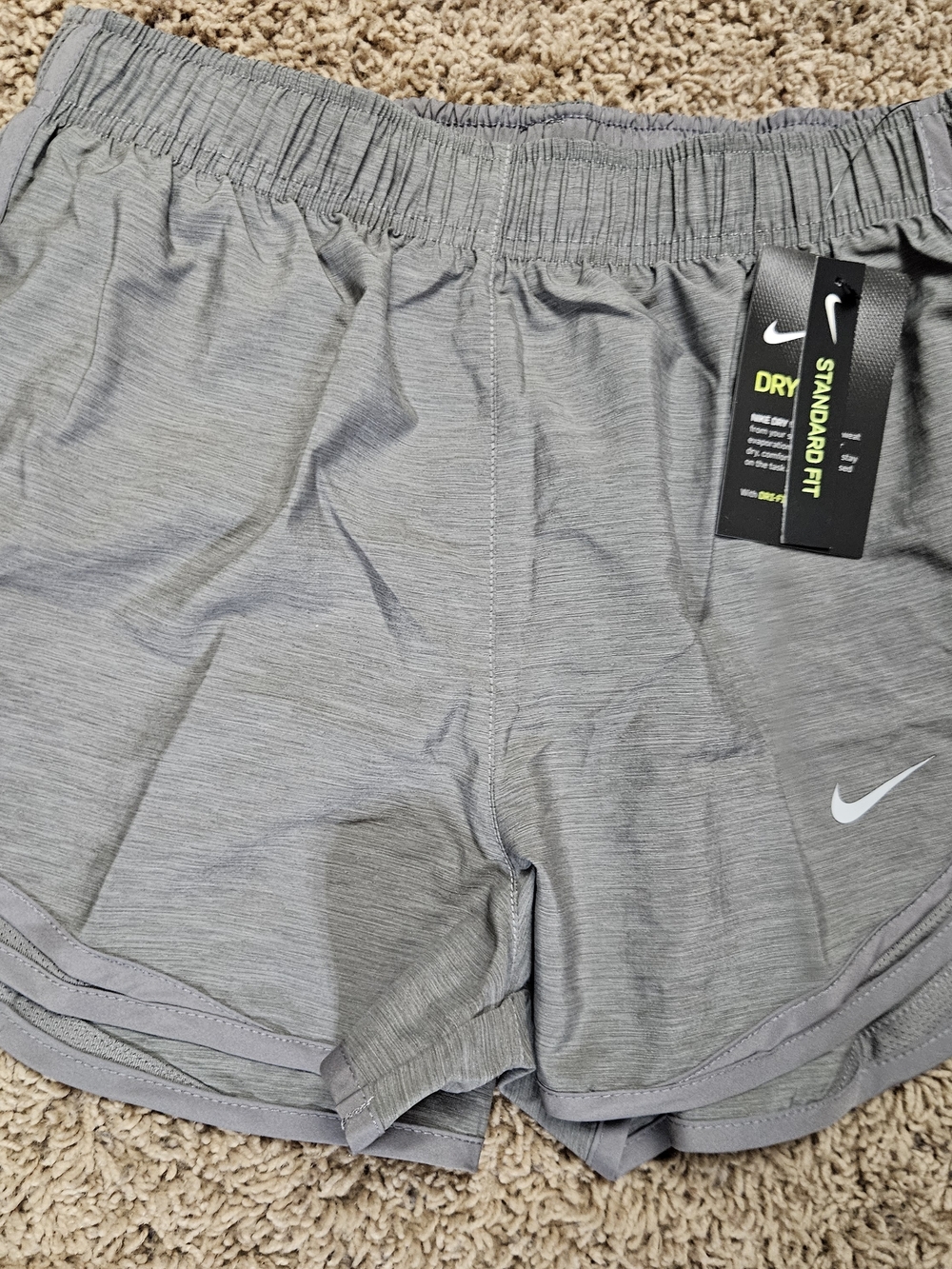 Nike Gray Running Shorts with White Swoosh SMALL